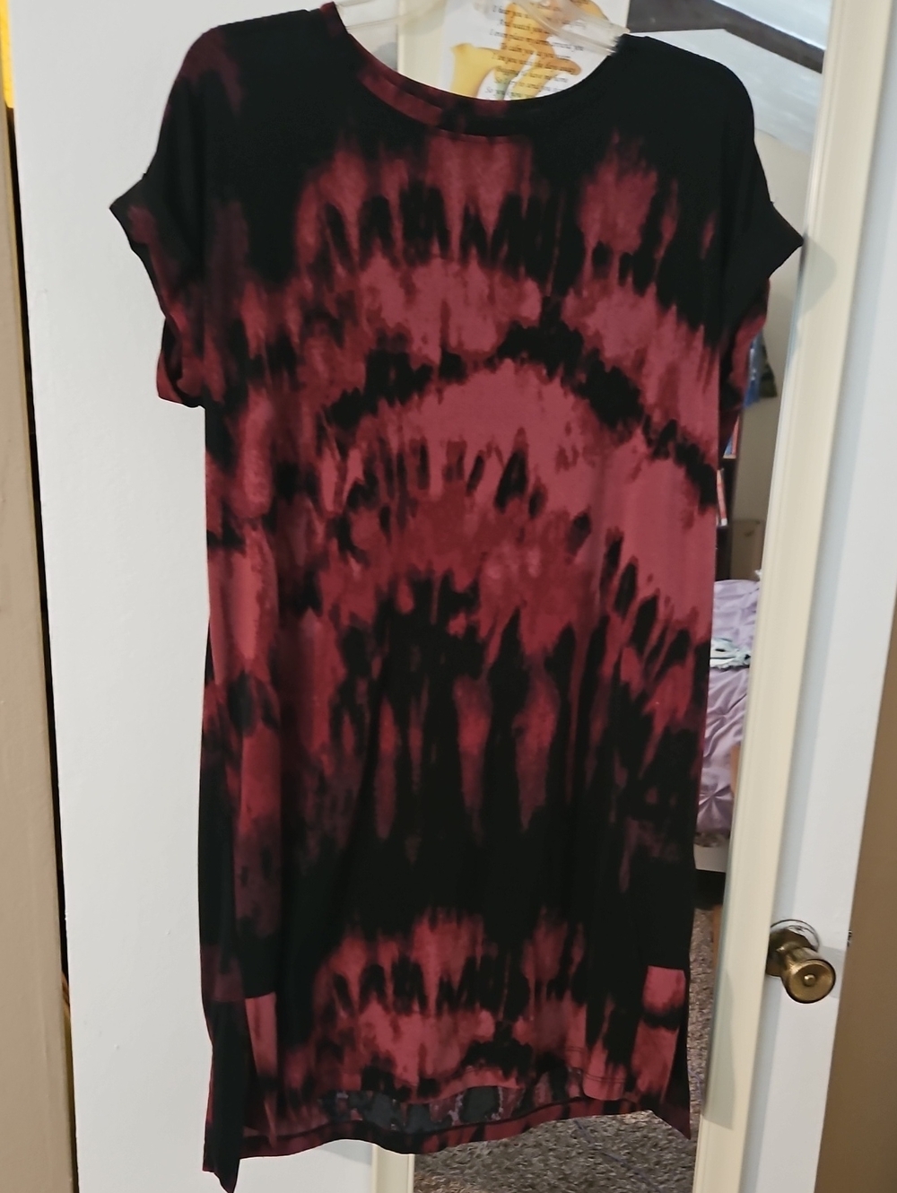 LuLaRoe Black & Burgundy Tie-Dye Midi Dress